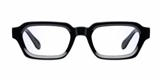 Lentes blueblocker Tana Black con armazón cuadrado de color negro y cristales transparentes con protección contra luz azul y UV400.