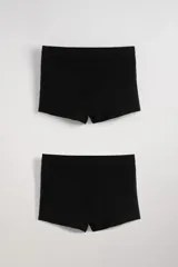 Pack de dos bóxers cortos negros de algodón con cintura elástica.