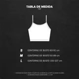 Top deportivo verde militar con tiras finas blancas y contorno inferior rosado.