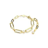 Pulsera de eslabones de cadena con baño en tono oro y detalles de circonitas cúbicas redondas engastadas entre los eslabones.