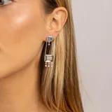 Aros colgantes de plata 925 con una piedra prasiolita verde y una piedra de topacio azul.