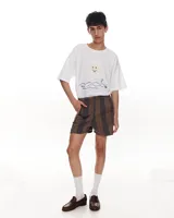 Short de gabardina de algodón con estampado a rayas.