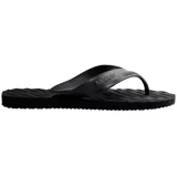 Sandalias tipo ojota Havaianas modelo Track Waves para hombre, de color negro, con tiras anchas texturizadas y suela de goma con diseño de ondas.