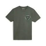 Remera verde militar de manga corta con cuello redondo y estampado en el pecho con el logo de la marca Florence Marine X.