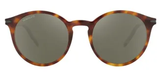 Lentes de sol Serengeti modelo Leonora con armazón de acetato en patrón carey y cristales polarizados en tono gris verdoso.