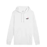 Buzo con capucha tipo canguro de color blanco, con cordones ajustables en la capucha y bolsillo tipo canguro frontal. Presenta un pequeño logo de Puma bordado en el pecho en color rojo y negro.