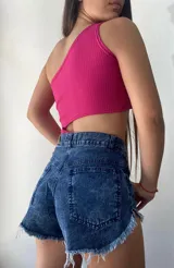 Body negro de morley con un hombro descubierto y abertura en la cintura.