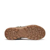 Bota de senderismo Merrell modelo Speed Strike 2 LTR, color verde oliva con detalles en marrón oscuro. Confeccionada en cuero de plena flor y ante impermeable, cuenta con suela de goma adherente, cuello acolchado y cierre mediante cordones.