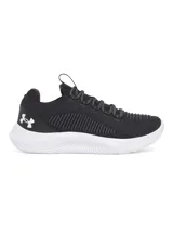 Championes de entrenamiento Under Armour modelo Dynamic 2, color negro con suela blanca. Presentan parte superior de tejido UA IntelliKnit para mayor suavidad y sujeción, mediasuela Flow para amortiguación reactiva y estabilidad lateral, y diseño sin suela de goma para una pisada más ligera.