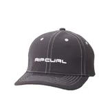 Gorra Rip Curl modelo Pill Flexfit, color gris oscuro, con costuras visibles en color blanco, ojales bordados y logo de la marca bordado en el frente.