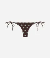 Bombacha de bikini de poliamida con estampado Sunshine Icon, pespuntes en contraste y lazos laterales ajustables.