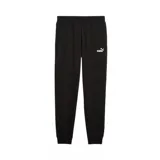 Pantalón de jogging Puma Ess N1 Logo Sweatpants, color negro, con logo estampado en blanco en la pierna izquierda.