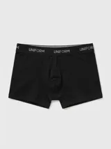 Boxer clásico de algodón negro con cintura elástica personalizada con el nombre de la marca.
