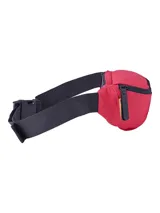 Riñonera Caterpillar modelo Waist Bag, color rojo con detalles en azul marino y logo impreso en el frente. Cuenta con cierre superior y correa ajustable.