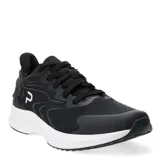 Championes deportivos de hombre en color negro con detalles en blanco, confeccionados en malla transpirable con refuerzos sintéticos y suela de goma blanca.