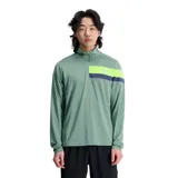 Buzo deportivo verde con cierre medio, mangas largas y franja horizontal en el pecho con logo de la marca.