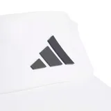Visera deportiva Adidas con tecnología Climacool, color blanco con logo de la marca en negro al frente. Cuenta con ajuste posterior mediante velcro.