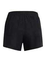 Short Under Armour modelo Fly By 3, color negro, con cintura elástica y logo reflectante de la marca en la pierna.