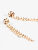 Aros colgantes dorados con strass.