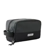 Neceser Rip Curl negro con logo estampado en blanco en el frente.