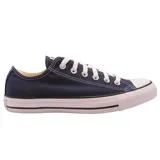 Championes Converse All Star de lona azul marino con cordones blancos y suela de goma blanca.