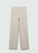 Pantalón de tiro alto con diseño jogger, confeccionado en tejido liso con cintura elástica fruncida y bolsillos laterales.