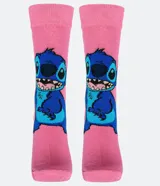 Medias de caño alto color rosa con diseño de Stitch.