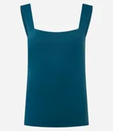 Blusa sin mangas color borgoña, confeccionada en poliamida y elastano, con escote cuadrado en el busto y en la espalda.