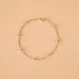 Pulsera de plata 925 con cadena de eslabones trenzados y pequeñas esferas intercaladas a lo largo de toda la pieza.