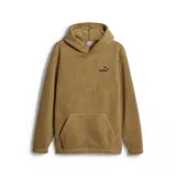 Canguro color marrón de tejido sherpa con capucha, bolsillo tipo canguro y logo de Puma bordado en el pecho.