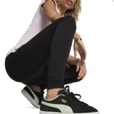 Calza larga de lycra negra con logo Puma estampado en gris en la pierna derecha.