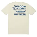 Remera Volcom modelo Dive Bar, color blanco, de manga corta y cuello redondo, con pequeño estampado gráfico en el pecho.