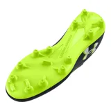 Championes de fútbol Under Armour Magnetico Select 4 FG, diseñados para un ajuste inmediato sin necesidad de adaptación. Presentan una parte superior de piel sintética con estampado 3D para mayor control, cuello textil tipo calcetín y suela de TPU con tacos cónicos para una tracción óptima en césped natural.