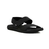 Sandalias de hombre Br Sport color negro, con doble tira horizontal y tira trasera con ajuste de velcro.