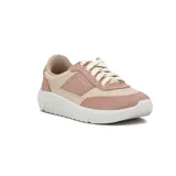 Championes Moleca acordonados, color rosa y beige, con suela blanca.