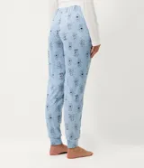 Pantalón de pijama tipo jogger confeccionado en tejido rib, color celeste con estampado de Los Ositos Cariñositos. Presenta cintura elástica y puños ajustados en los tobillos.
