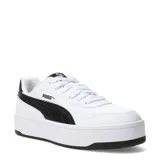 Championes urbanos Puma modelo Court Lally Skye, de diseño tipo plataforma, color blanco con detalles en negro en el lateral y talón.