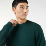 Sweater de punto de cuello redondo, manga larga con puños acanalados y diseño liso en color verde.