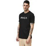 Remera negra de manga corta con logo RVCA estampado en blanco en el pecho.