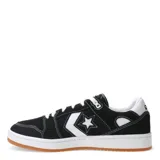 Championes Converse modelo AS-1 Pro, color negro con detalles en blanco. Presentan capellada de gamuza con costuras visibles, el icónico logo de estrella y chevrón en el lateral, cordones blancos y suela de goma color caramelo.