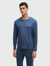 Buzo de manga larga azul con logo de la marca BOSS en el pecho.