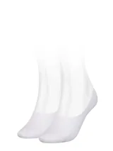 Pack de dos pares de medias tobilleras blancas de algodón, poliamida y elastano, con logo de Tommy Hilfiger bordado en el talón.