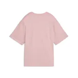Remera deportiva Puma de corte relajado, color rosado, con cuello redondo y logo de la marca estampado en el centro del pecho.