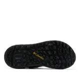 Sandalias de trekking Columbia modelo Konos Hiker 3-Strap, color verde militar con suela negra. Cuentan con tiras de ante y piel sintética con ajuste de velcro y detalles de la marca en amarillo.