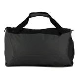 Bolso deportivo tipo duffel bag de la marca Diadora, bicolor rojo y negro. Presenta un compartimento principal con cierre y un bolsillo lateral de malla con cierre. Cuenta con asas de mano y una correa ajustable para llevar al hombro.