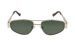 Lentes de sol Donna modelo Frida, con armazón metálico plateado, lentes verdes y patillas marrones con estampado carey.