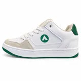 Zapatillas Airwalk modelo Brook Green, color blanco con detalles en verde y puntera de gamuza gris claro.
