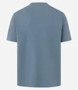 Remera celeste de algodón acanalado, corte slim fit, cuello redondo y mangas cortas.