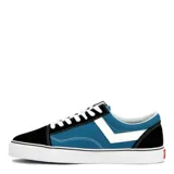 Championes de lona Pony modelo Old School Canvas Low, color azul marino con detalles en blanco. Presentan diseño de caña baja, suela de goma vulcanizada y el logo característico de la marca en el lateral.