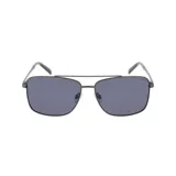 Lentes de sol INVU con montura metálica color gris plomo, forma cuadrada y lentes polarizadas grises.